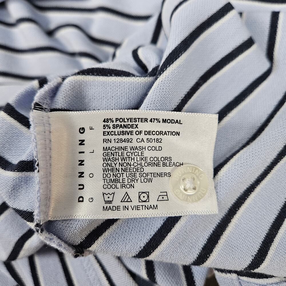 Dunning Golf Mens XL Polo Short Sleeve Performance Stretch Striped Blue‎ Navy - Picture 5 of 6